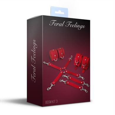 Набір Feral Feelings BDSM Kit 3 Red, наручники, поножі, конектор