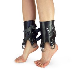 Поножі манжети для підвіса за ноги Leg Cuffs, натуральна шкіра, колір чорний