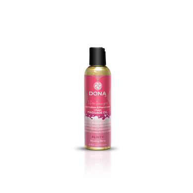 Масажна олія DONA Massage Oil FLIRTY – BLUSHING BERRY (110 мл) з феромонами та афродизіаками, червоніюча ягода