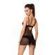 Сорочка бебі дол прозора GISELE CHEMISE black L/XL - Passion Exclusive, трусики
