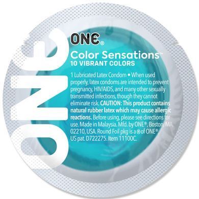 Презерватив ONE Color Sensations Catch the perfect ONE, 1 шт, бірюзовий, гладенький, зі змазкою
