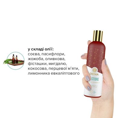Натуральное массажное масло DONA Restore — Peppermint & Eucalyptus (120 мл) с эфирными маслами, мята перечная и эвкалипт