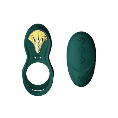 Смарт-эрекционное кольцо Zalo BAYEK Turquoise Green, двойное с вводимой частью, пульт ДУ
