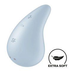 Вібратор для зовнішньої стимуляції Satisfyer Dew Drop Blue, 2 мотори, 12 режимів, м&rsquo;який корпус