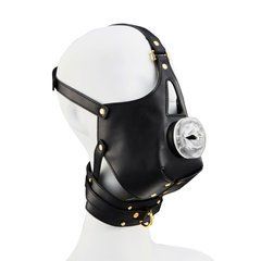 Маска-збруя для мінету з повідцем LOCKINK SEVANDA Blowjob Head Muzzle with Leash, чорна