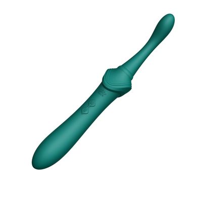 Вагинально-клиторальный вибратор Zalo — Bess Turquoise Green, многофункциональный с насадками