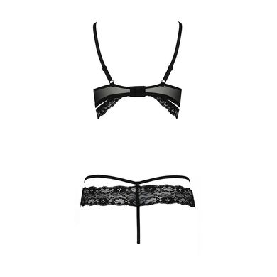 Комплект белья SARIA SET OpenBra black L/XL - Passion Exclusive: стрэпы: открытый лиф, стринги