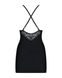 Сатиновий комплект для сну з мереживом Obsessive 828-CHE-1 chemise & thong L/XL, чорний