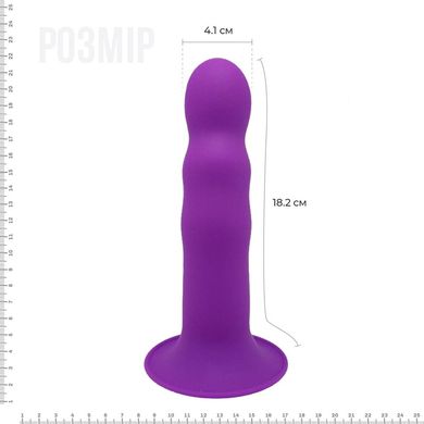 Дилдо з присоскою Adrien Lastic Hitsens 3 Purple, відмінно для страпона, діаметр 4,1 см, довжина 18,2 см