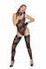 Боді Noir Handmade F242 Tulle body with patterned flock embroidery - L